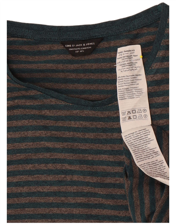 Jack & Jones herre T-shirt top mellem grå stribet bomuld
