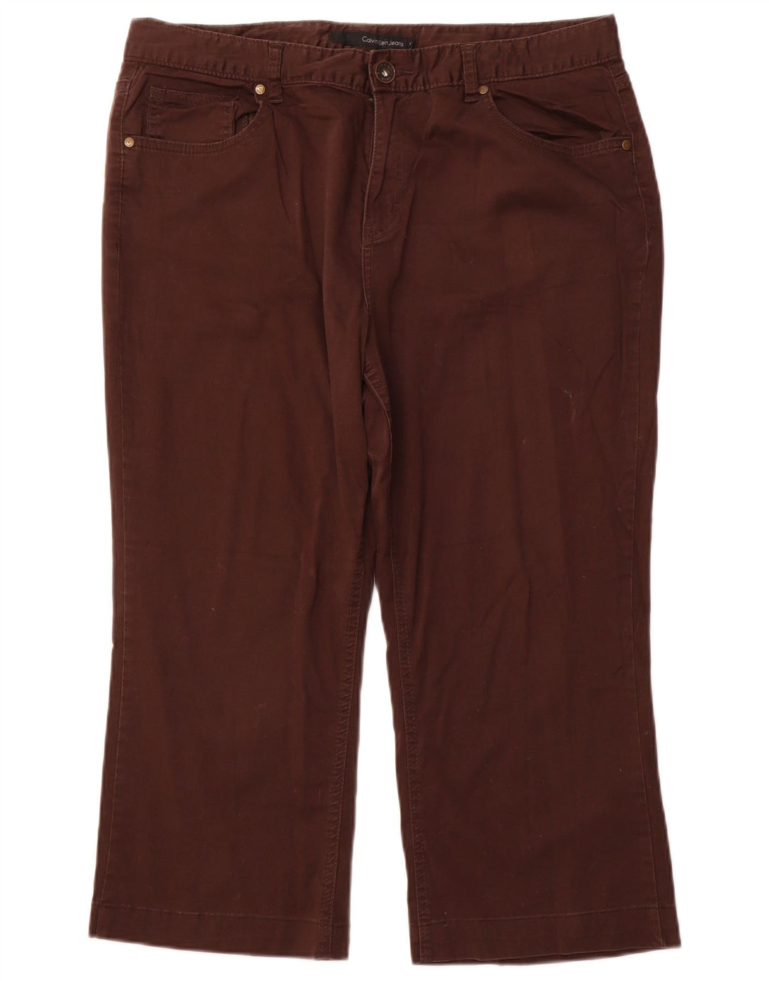 CALVIN KLEIN Lige capribukser til kvinder US 16 2XL W36 L22 Brun bomuld
