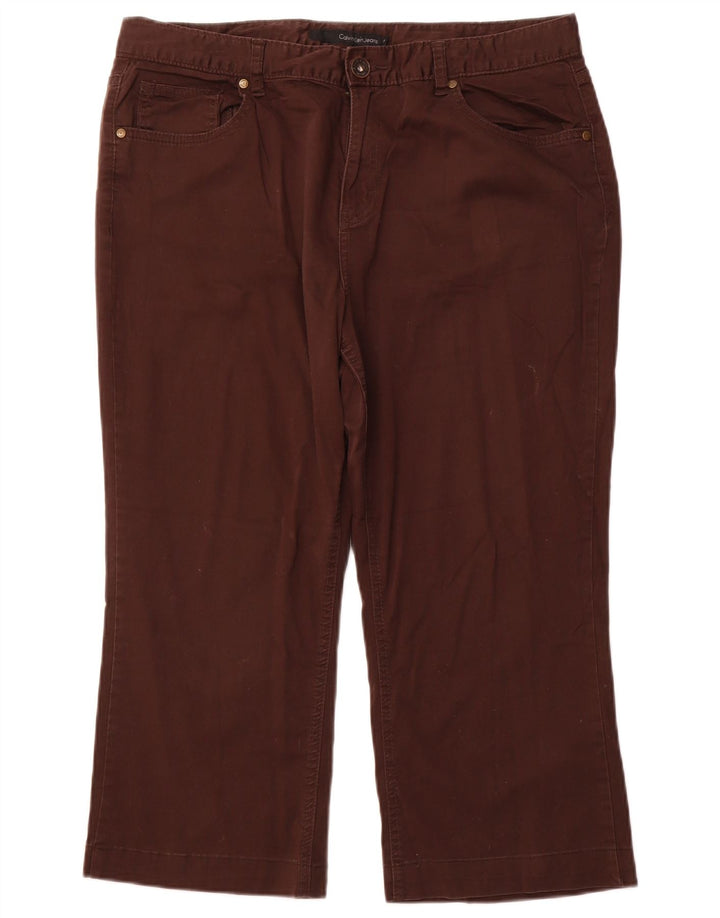 CALVIN KLEIN Lige capribukser til kvinder US 16 2XL W36 L22 Brun bomuld