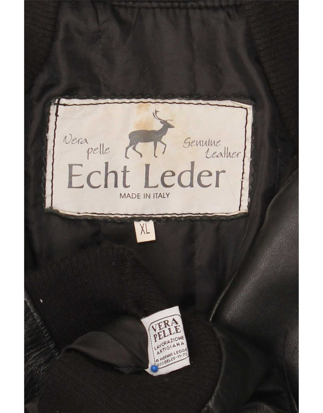 Vintage Bomber læderjakke til mænd UK 42 XL sort læder