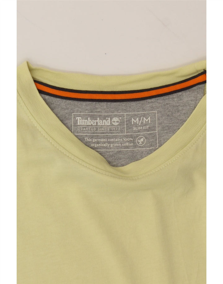 TIMBERLAND Mens Slim Fit T-Shirt Top Medium Yellow Cotton Vintage Timberland and Second-Hand Timberland from Messina Hembry 