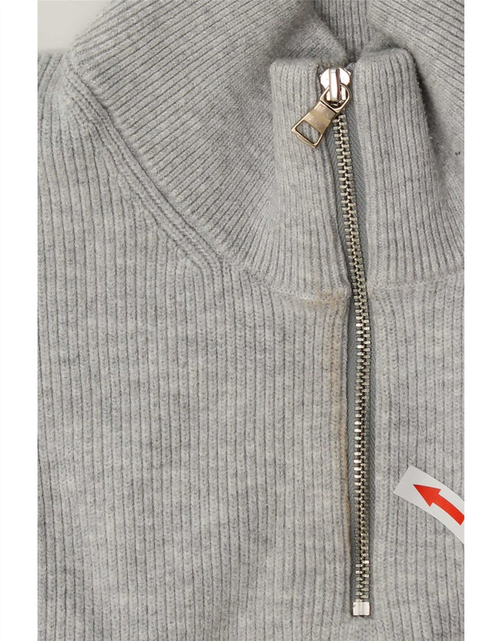 Marks & Spencer Herre Zip Neck Jumper Sweater XL Grå Polyester