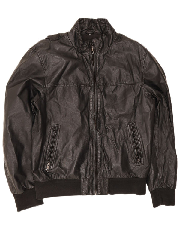 Vintage herre læderjakke IT 54 2XL Sort