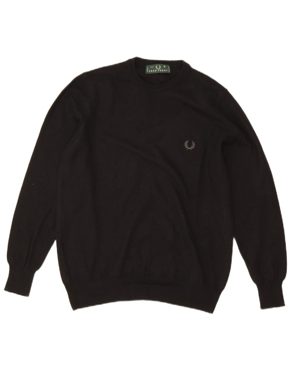 Fred Perry Dame Jumper Sweater UK 14 Medium Sort Uld