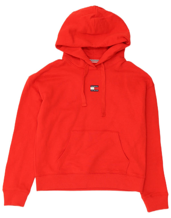 Tommy Hilfiger Dame Oversized Hoodie Jumper UK 6 XS Rød Bomuld