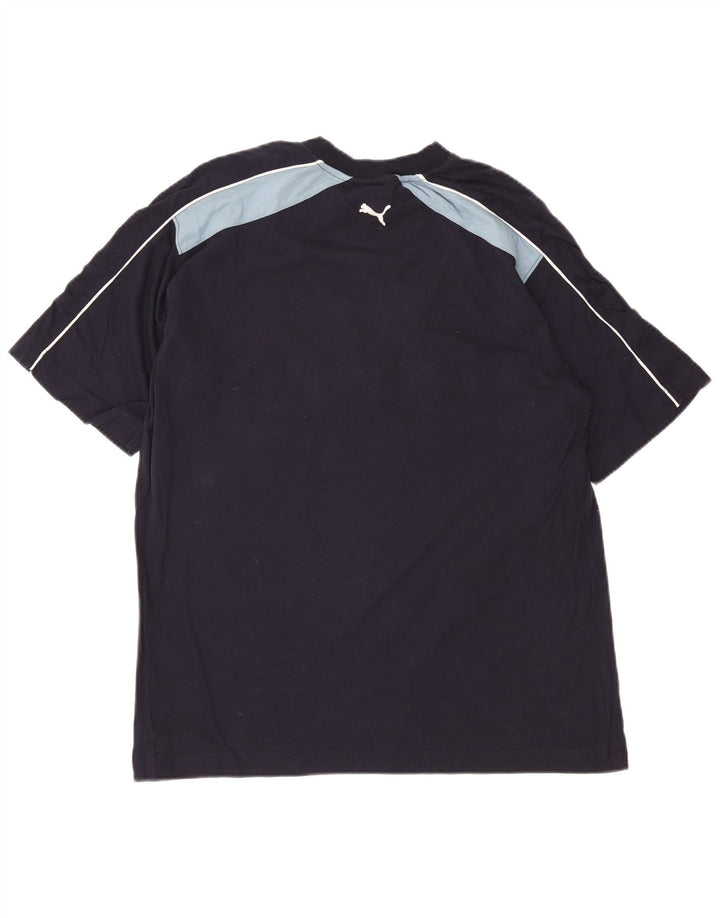 Puma Herre grafisk T-shirt Top Medium Marineblå Colourblock Bomuld