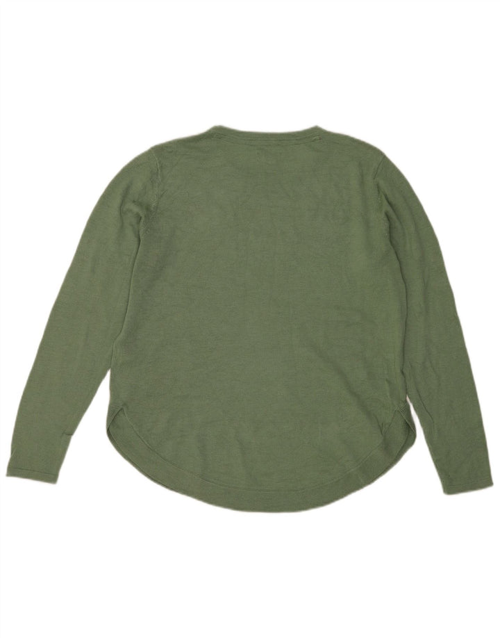 Fat Face Dame Boat Neck Jumper Sweater UK 12 Medium Green Polyester