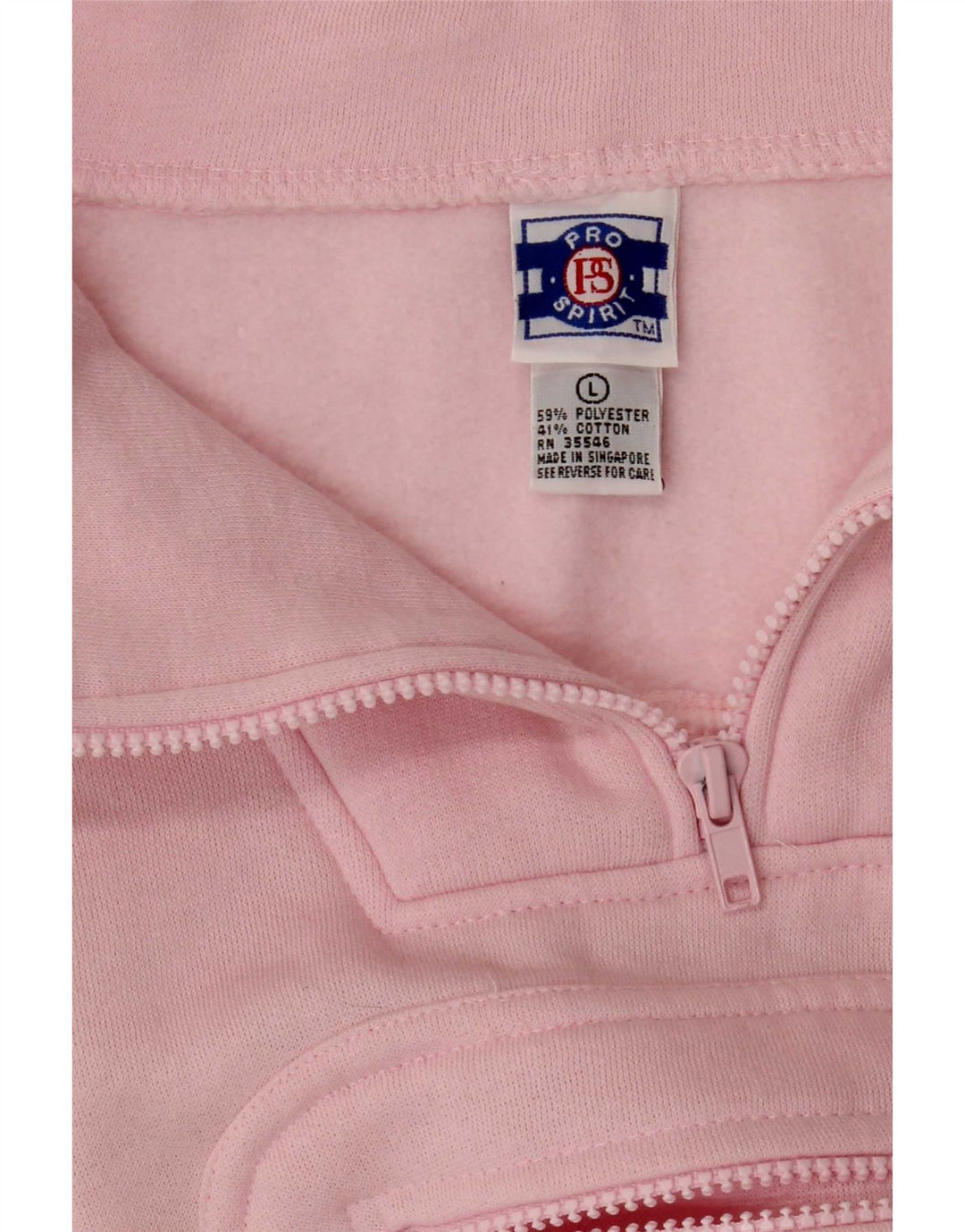 Vintage Dame Oversized Zip Neck Sweatshirt Jumper UK 16 Large Pink