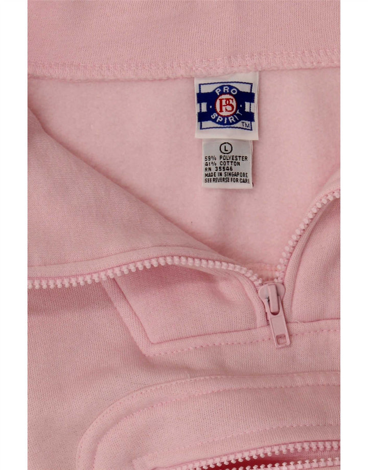Vintage Dame Oversized Zip Neck Sweatshirt Jumper UK 16 Large Pink