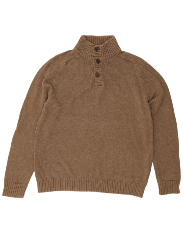 J. Crew Herre Button Neck Jumper Sweater XL Grå Bomuld