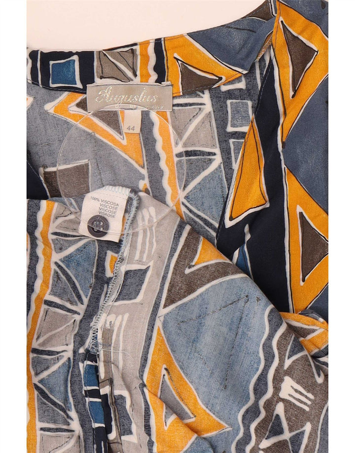 Augustus Kortærmet skjortebluse til kvinder IT 44 Medium Blue Geometric