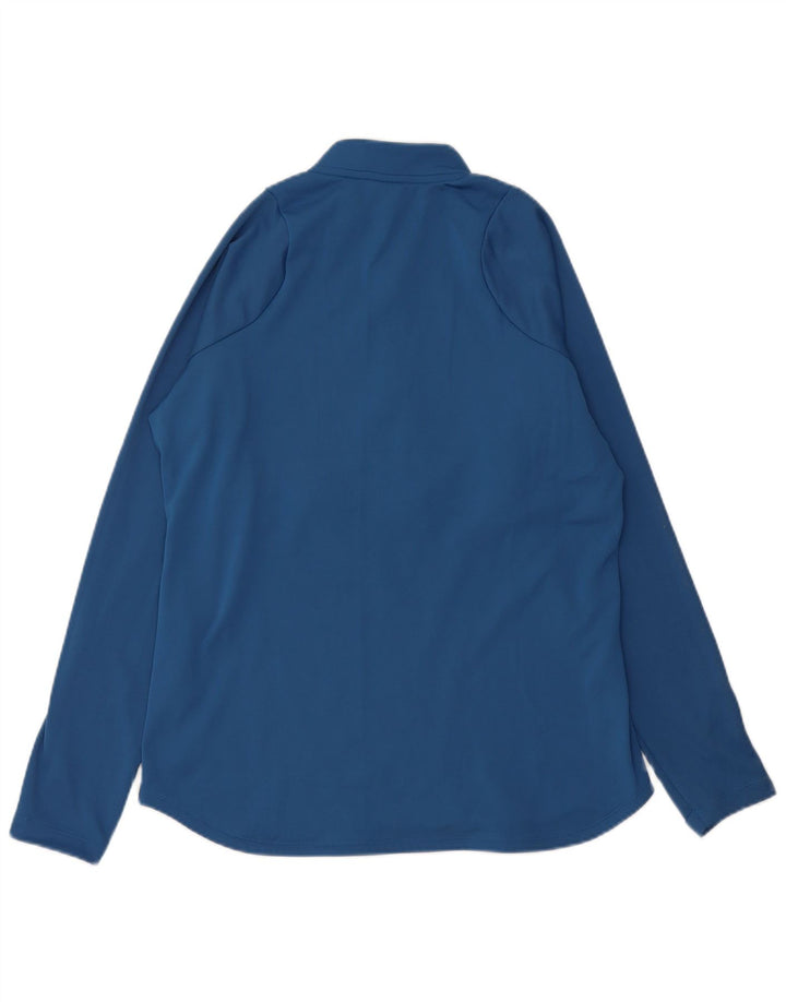 NIKE Dame Dri Fit Pullover med lynlås-hals Træningsdragt Top UK 14 Medium Blue