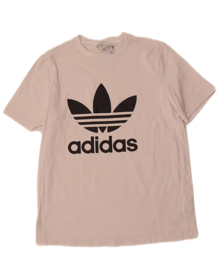 ADIDAS Womens Graphic T-Shirt Top UK 14 Medium White Cotton