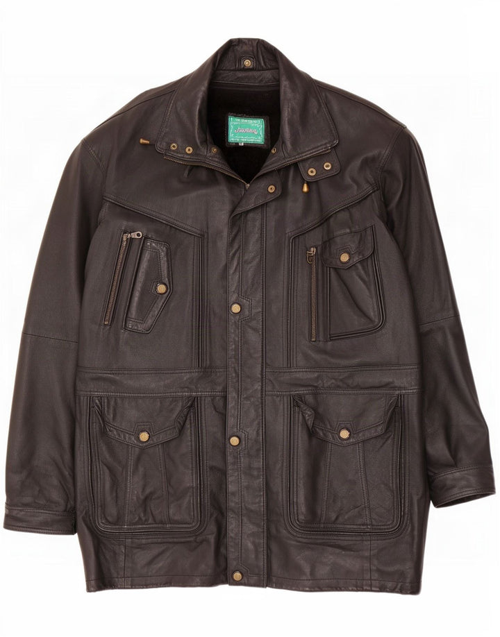 Vintage Sherpa læderfrakke til mænd UK 44 2XL Sort