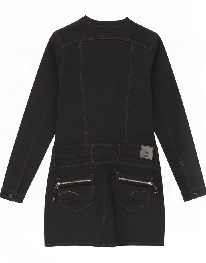 G-Star Dame Langærmet Basic Kjole UK 12 Medium Sort Bomuld