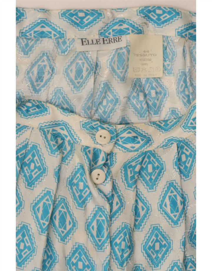 Elle Erre Kvinder plisseret nederdel IT 44 Medium W29 Blå Geometrisk Viscose