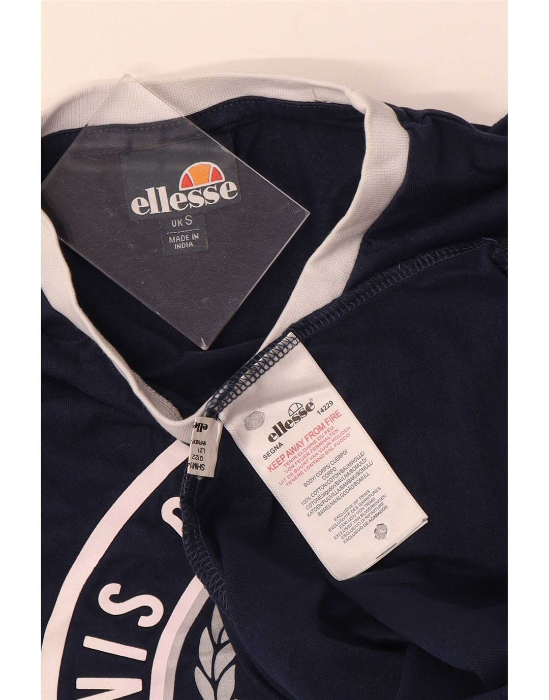 Ellesse Herre Regular Graphic T-Shirt Top Lille marineblå bomuld
