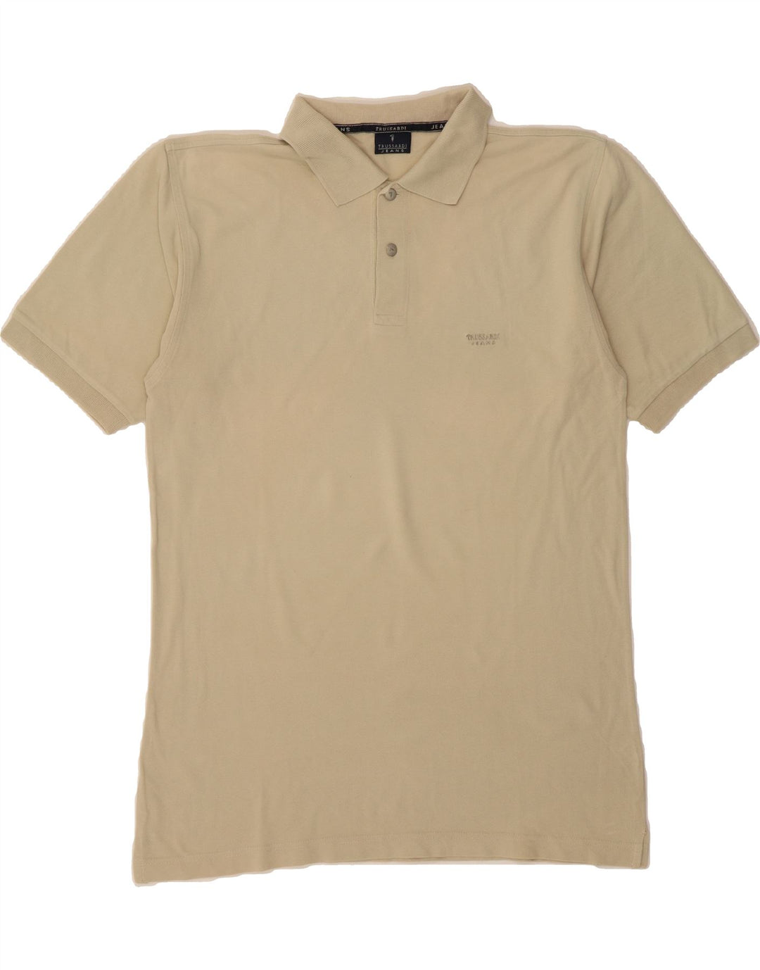 TRUSSARDI Mens Polo Shirt Large Beige Cotton Vintage Trussardi and Second-Hand Trussardi from Messina Hembry 