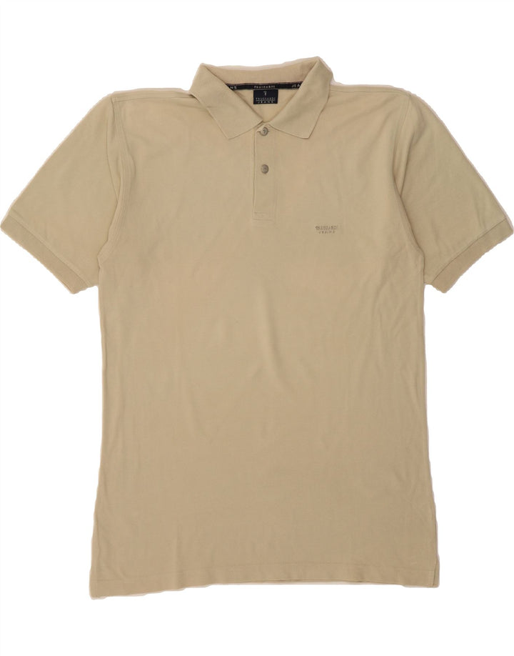 TRUSSARDI Mens Polo Shirt Large Beige Cotton Vintage Trussardi and Second-Hand Trussardi from Messina Hembry 
