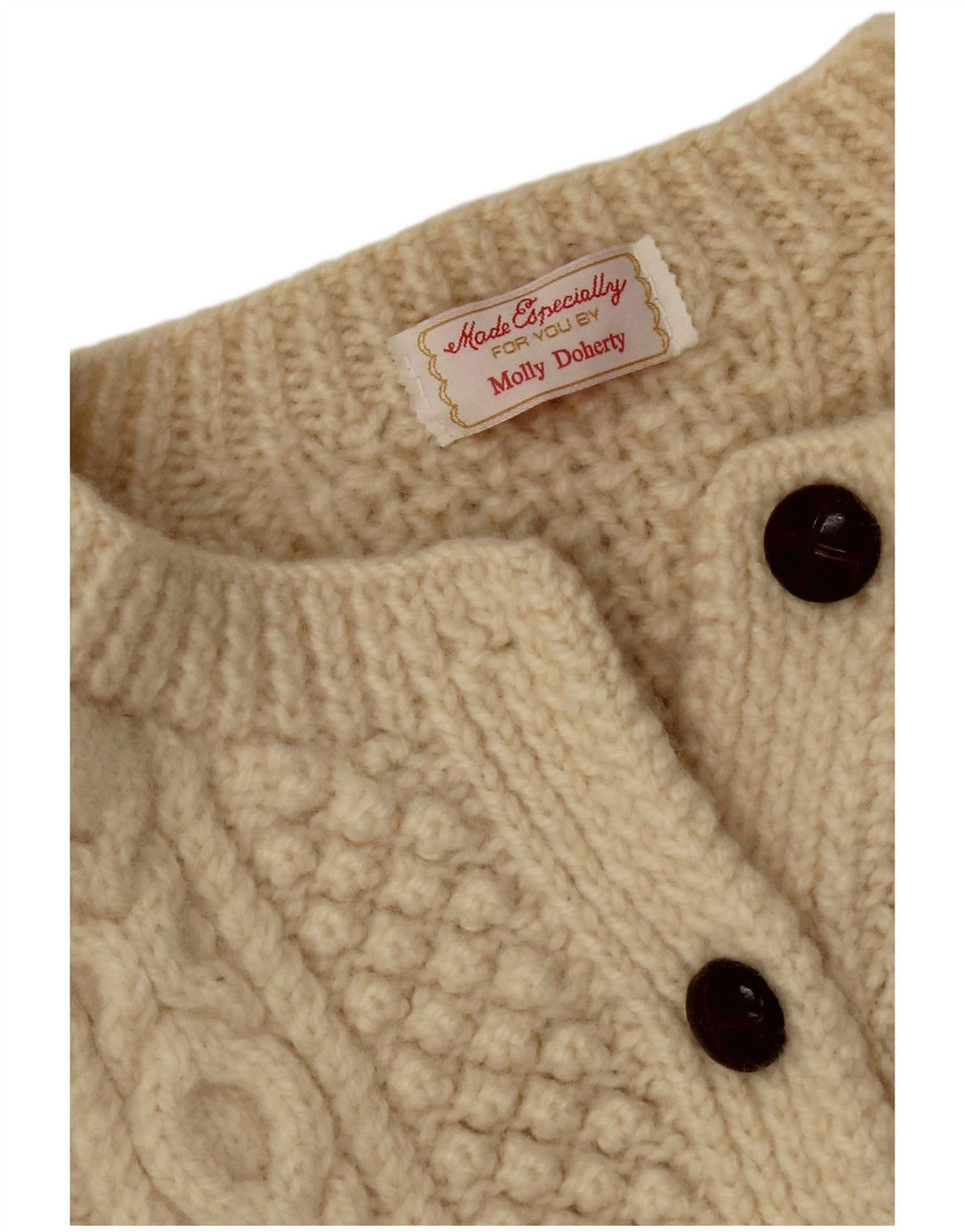 VINTAGE Dame Cardigan Sweater UK 16 Large Beige