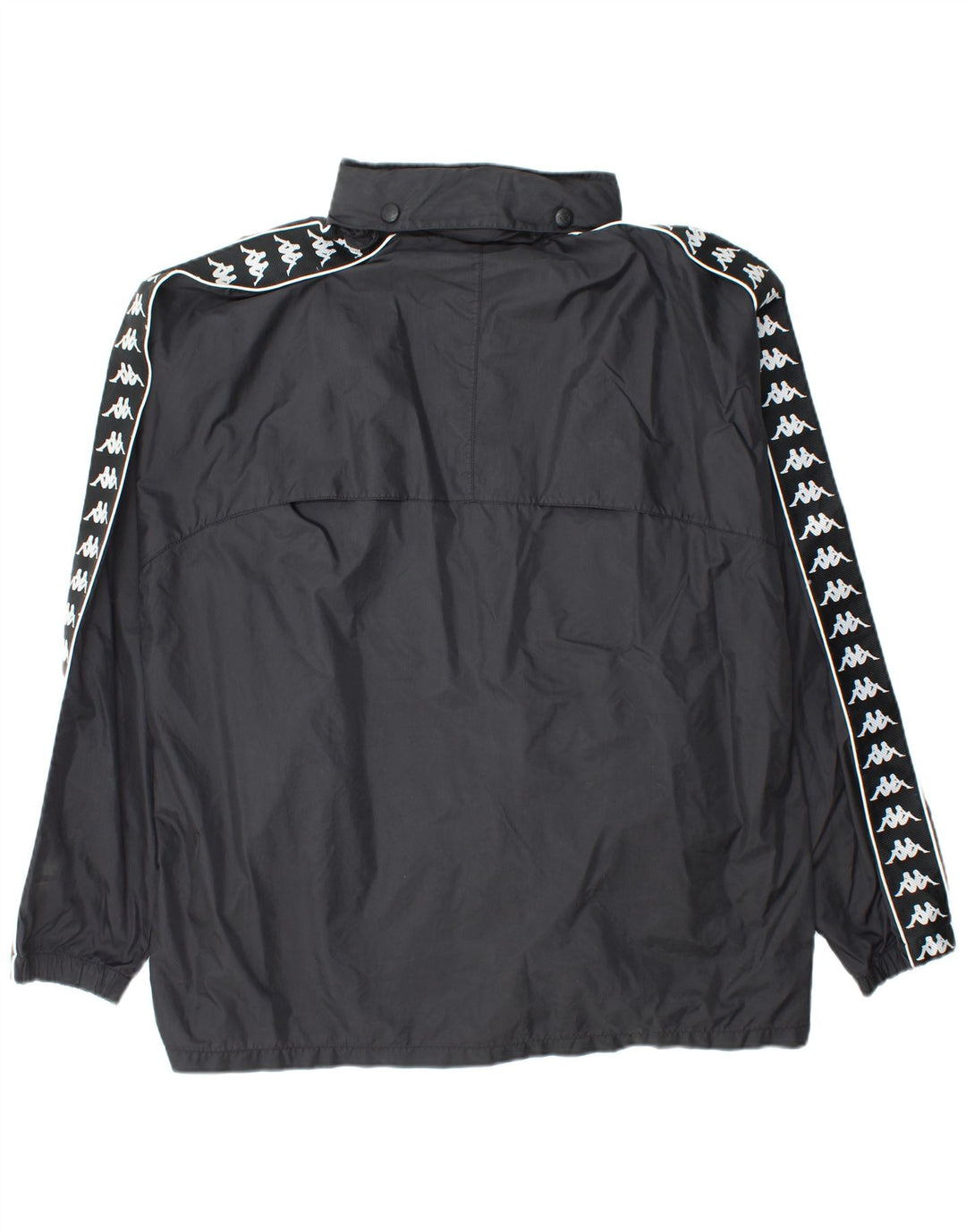 KAPPA Herre Grafisk Windbreaker Jacket UK 42 XL Sort Nylon