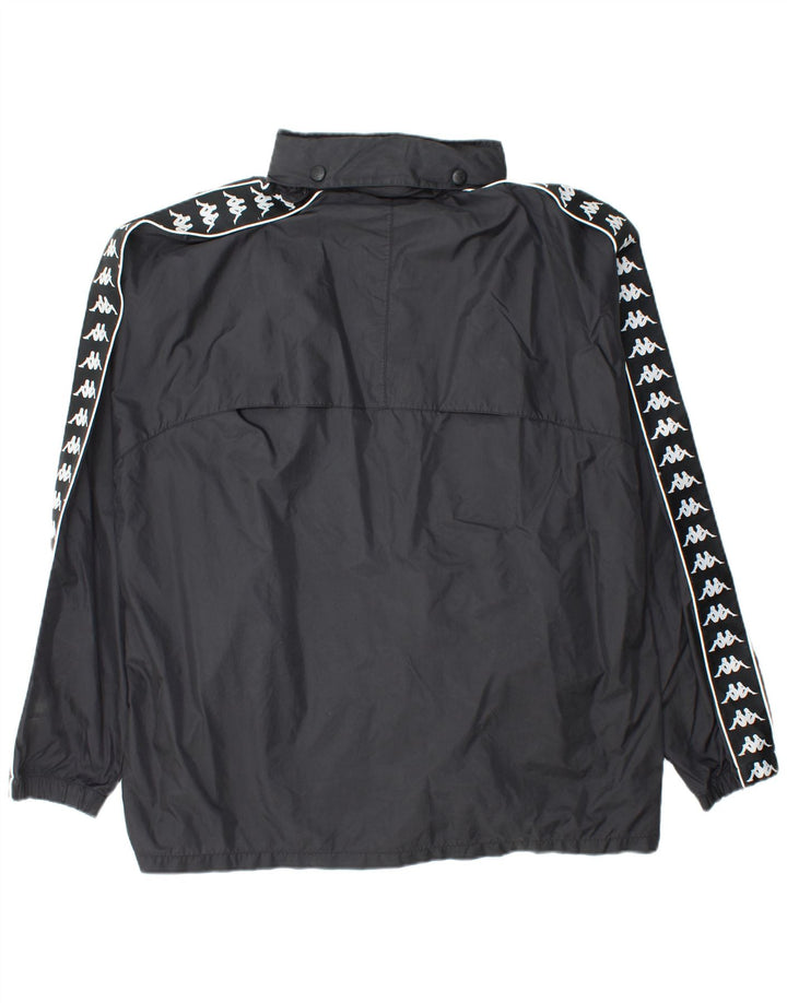 KAPPA Herre Grafisk Windbreaker Jacket UK 42 XL Sort Nylon