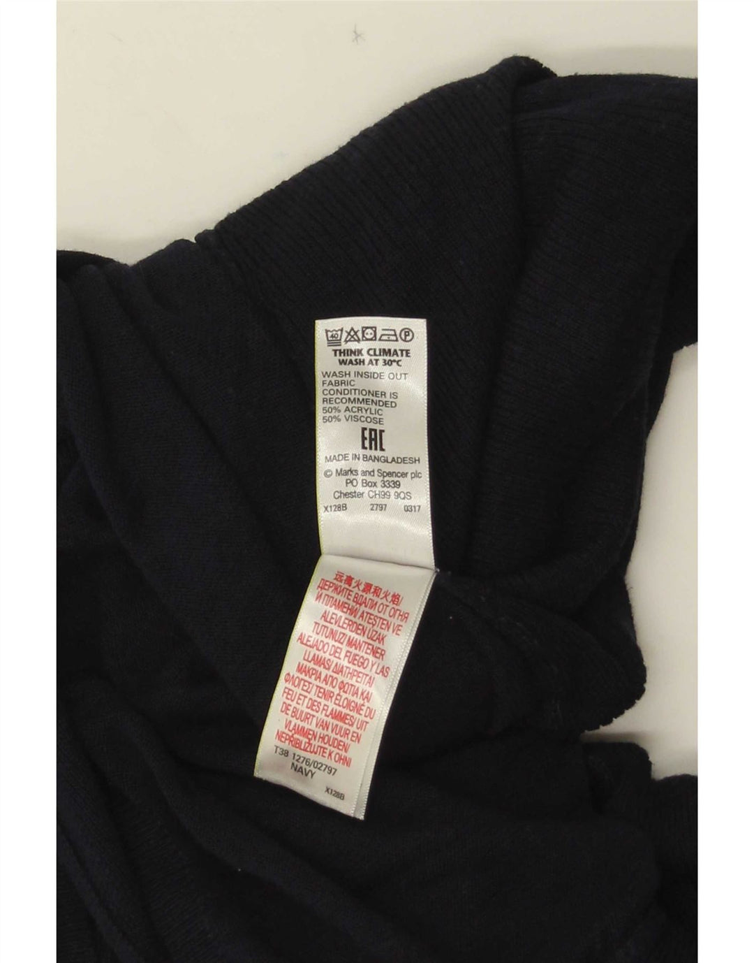 Marks & Spencer Womens Open Cardigan Sweater UK 10 Small Navy Blue Acryl