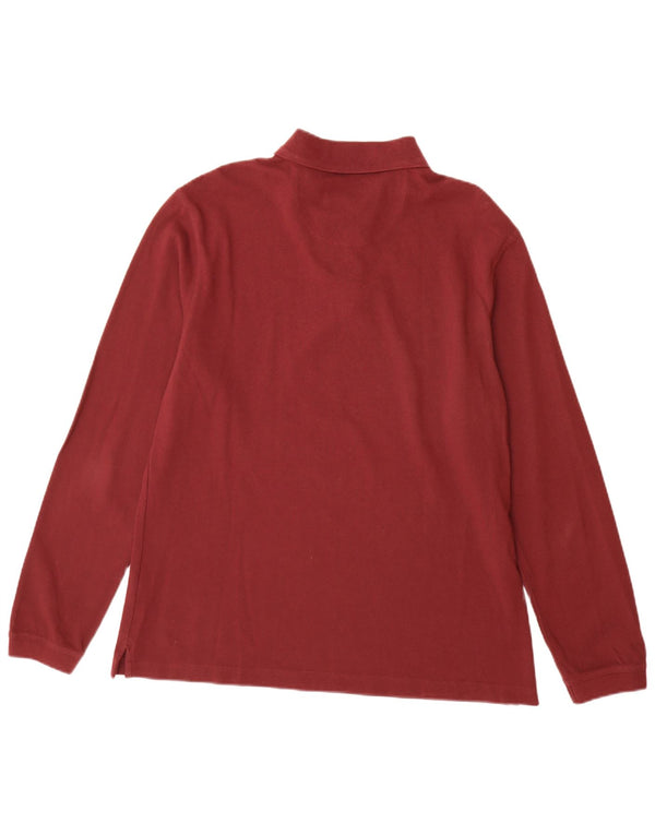 BARBOUR Langærmet poloskjorte til mænd XL Bourgogne bomuld