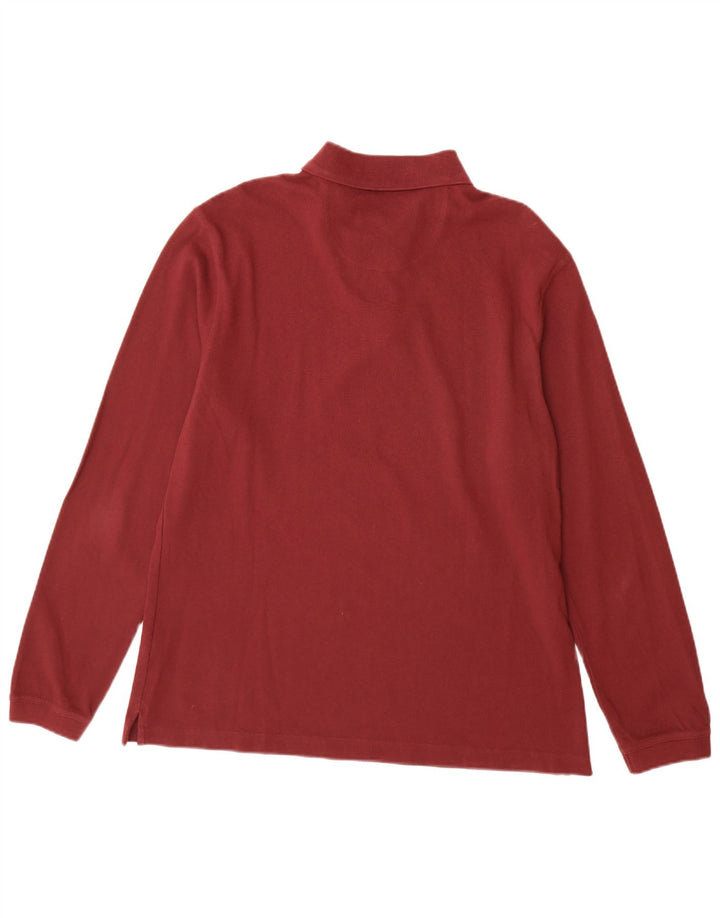 BARBOUR Langærmet poloskjorte til mænd XL Bourgogne bomuld