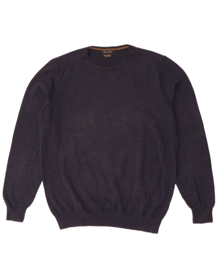 Massimo Dutti Herre sweater med rund hals XL marineblå bomuld