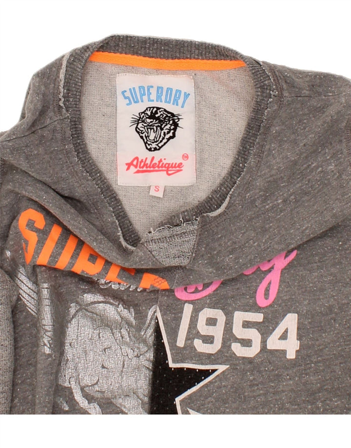 SUPERDRY Womens Oversized Graphic Sweatshirt Jumper UK 10 Small Grey Vintage Superdry and Second-Hand Superdry from Messina Hembry 