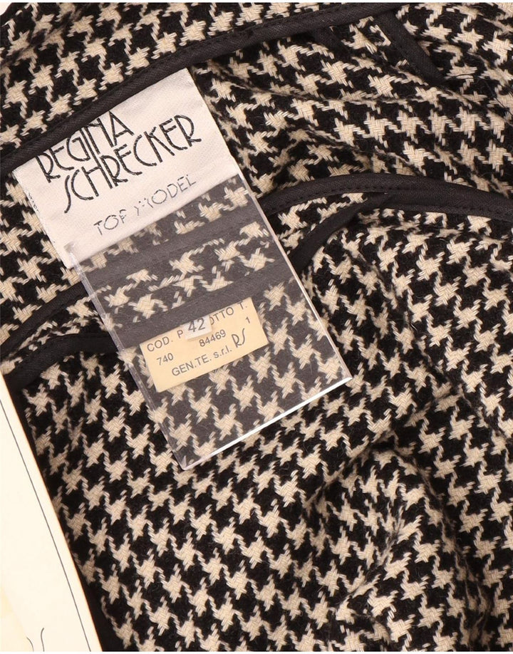 Regina Schrecker Poncho-frakke til kvinder IT 42 Medium Black Houndstooth Uld