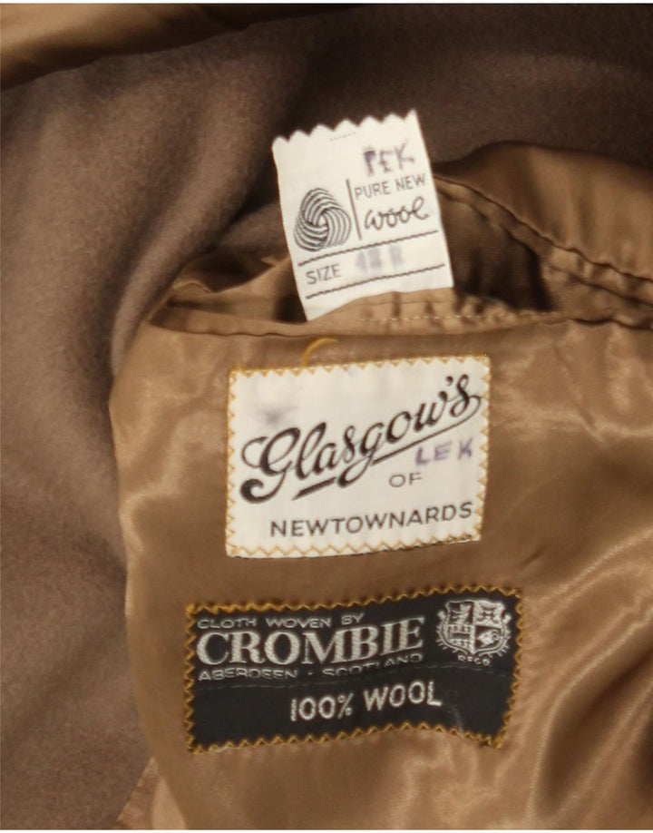 Dacks Herre Militær Dobbeltradet Frakke UK 42 XL Brun Virgin Wool