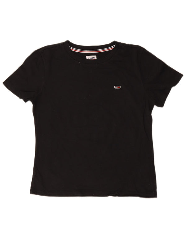 Tommy Hilfiger Dame T-Shirt Top UK 10 Lille Sort Bomuld