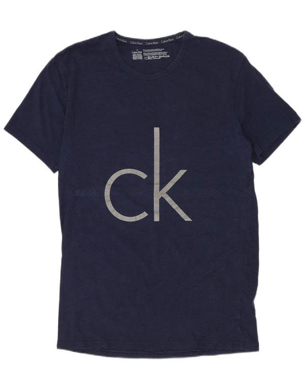 Calvin Klein Herre grafisk T-shirt Top Lille marineblå bomuld