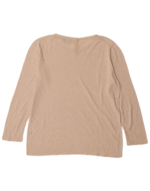 Massimo Dutti Dame Oversized Top Langærmet UK 16 Stor Beige Bomuld
