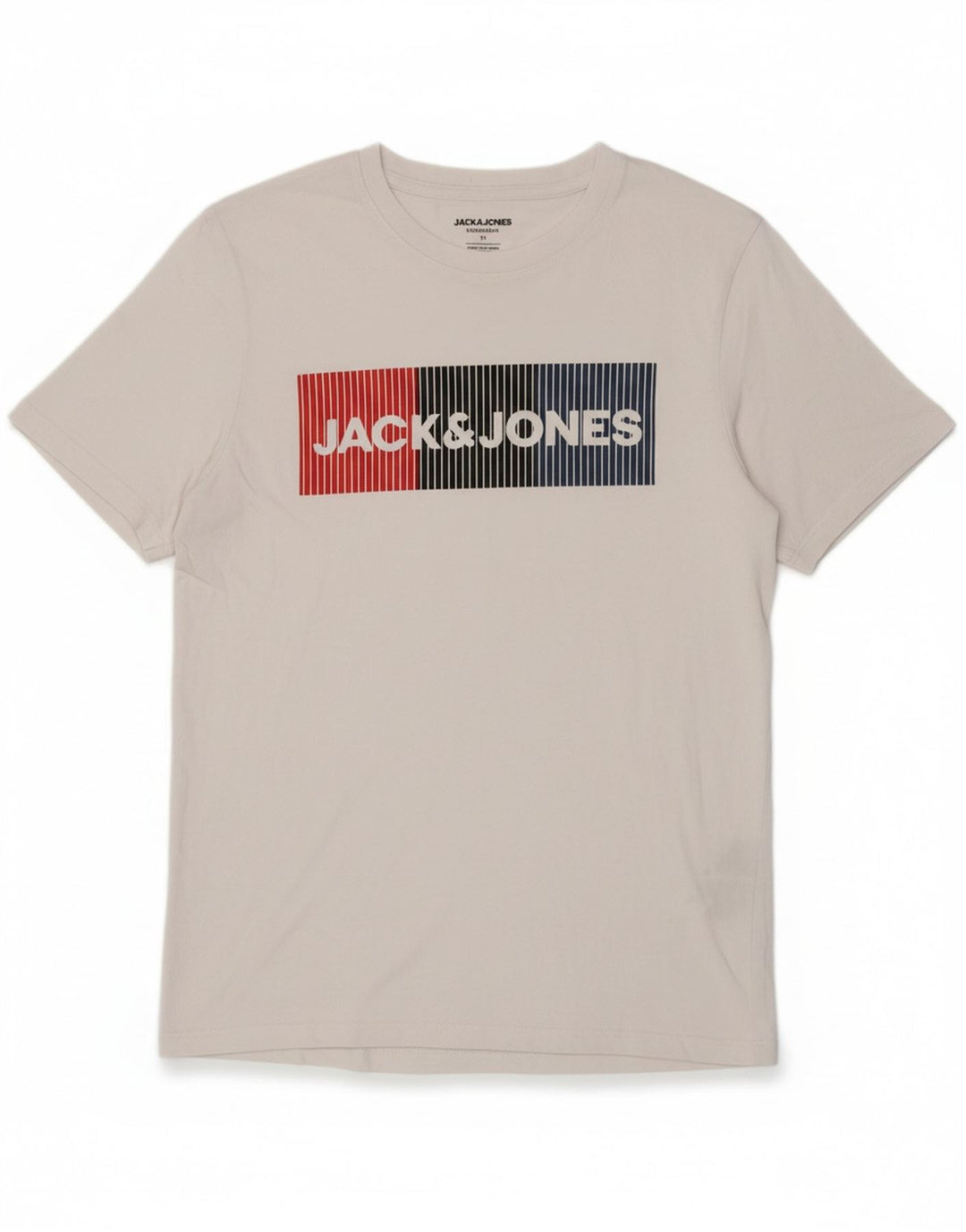 JACK & JONES Mens Graphic T-Shirt Top Medium White Cotton