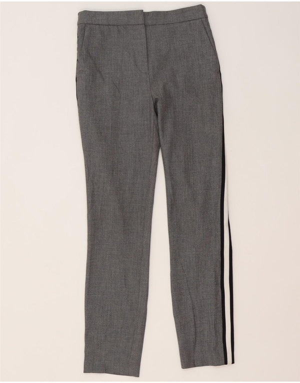 Zara Womens Slim Chino Trousers Small W26 L27 Grey Striped Polyester