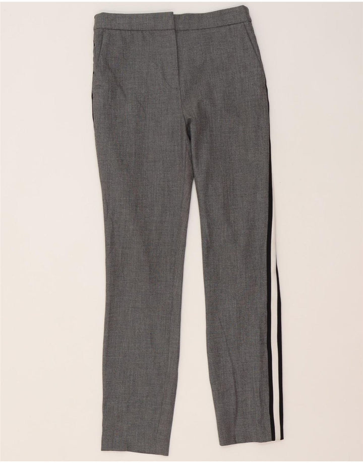 Zara Slim Chino-bukser til kvinder Small W26 L27 Gråstribet polyester