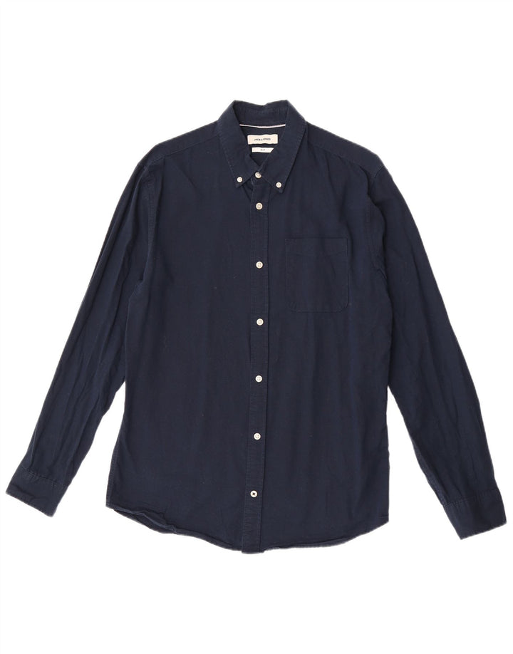 Jack & Jones Mens Slim Fit Shirt Medium Navy Blue Cotton