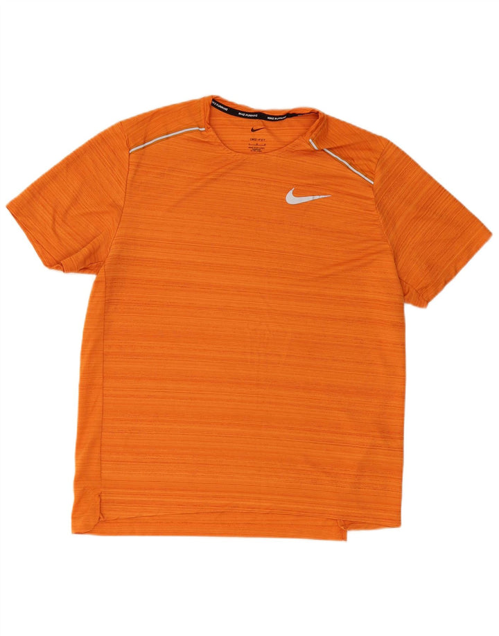 NIKE herre Dri Fit T-shirt top stor orange nålestribet polyester
