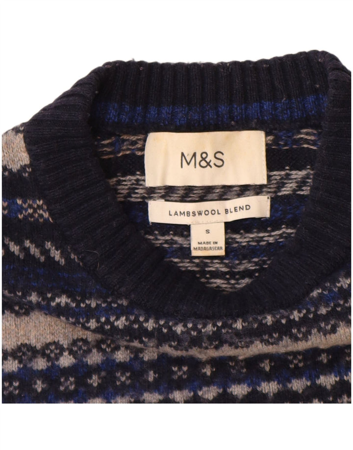 Marks & Spencer Herre sweater med rund hals, lille marineblå stribet
