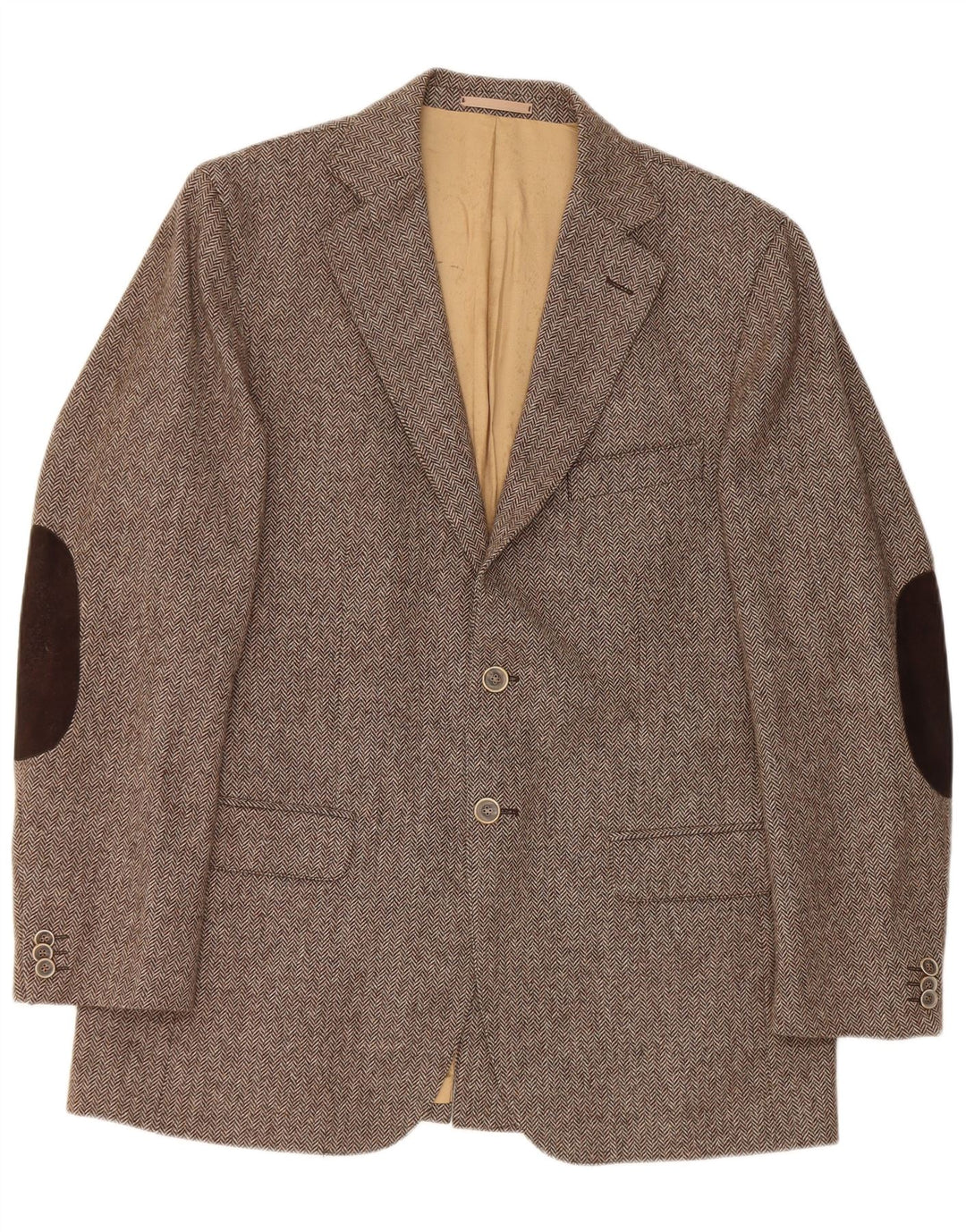 Massimo Dutti Herre 2-knaps blazerjakke EU 52 Stor brun sildeben