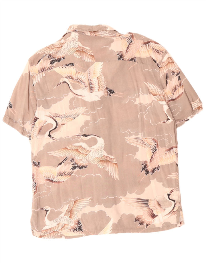 All Saints Kortærmet Herreskjorte Medium Grå Animal Print Viscose Bird