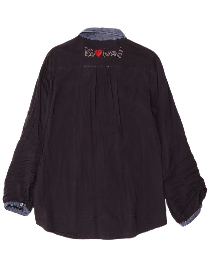 Desigual Kvinders grafisk skjortebluse UK 18 XL Marineblå Patchwork