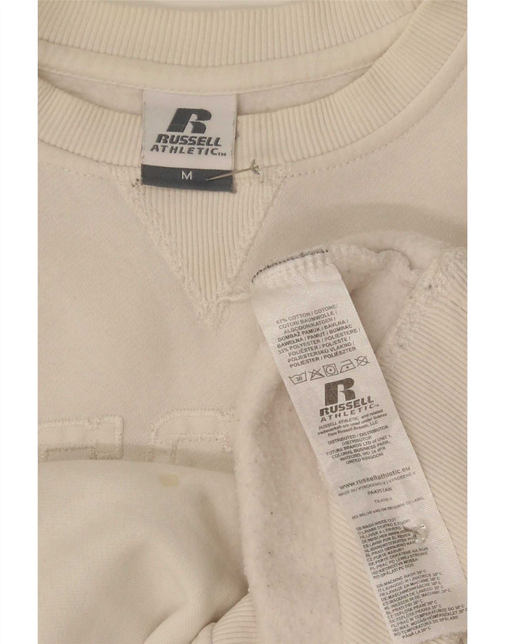 Russell Athletic Womens Grafisk Sweatshirt Jumper UK 14 Medium Off White