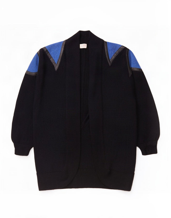 Vintage Dame Oversized Longline Cardigan Sweater UK 14 Medium Black