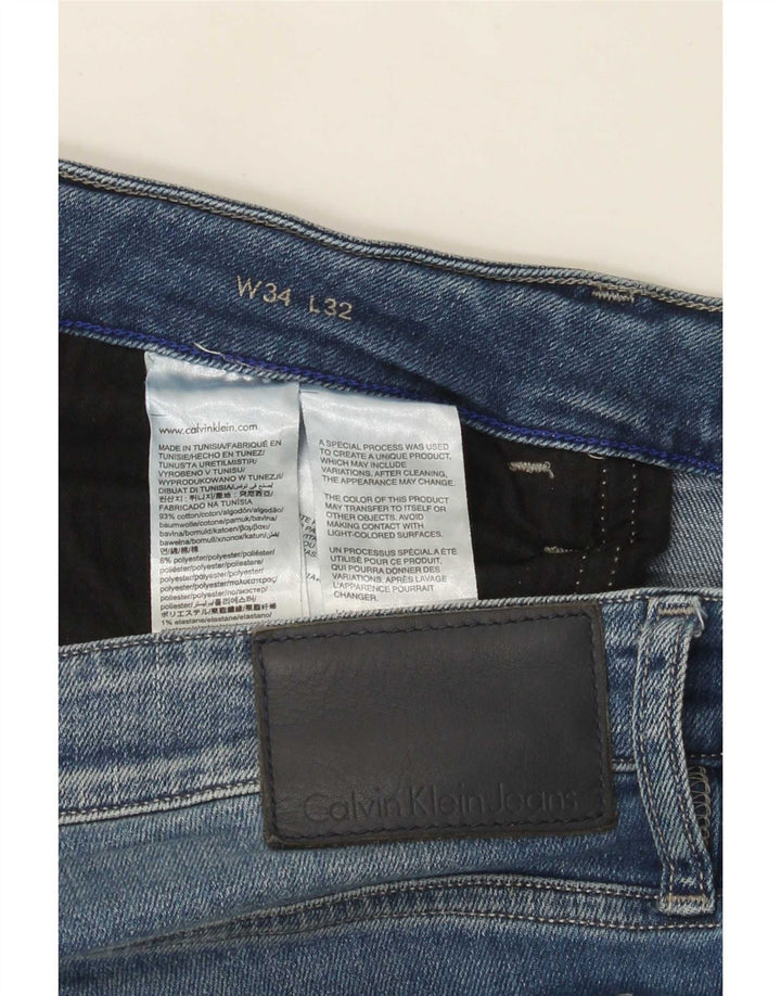 Calvin Klein Herre Slim Jeans W34 L32 Blå Bomuld