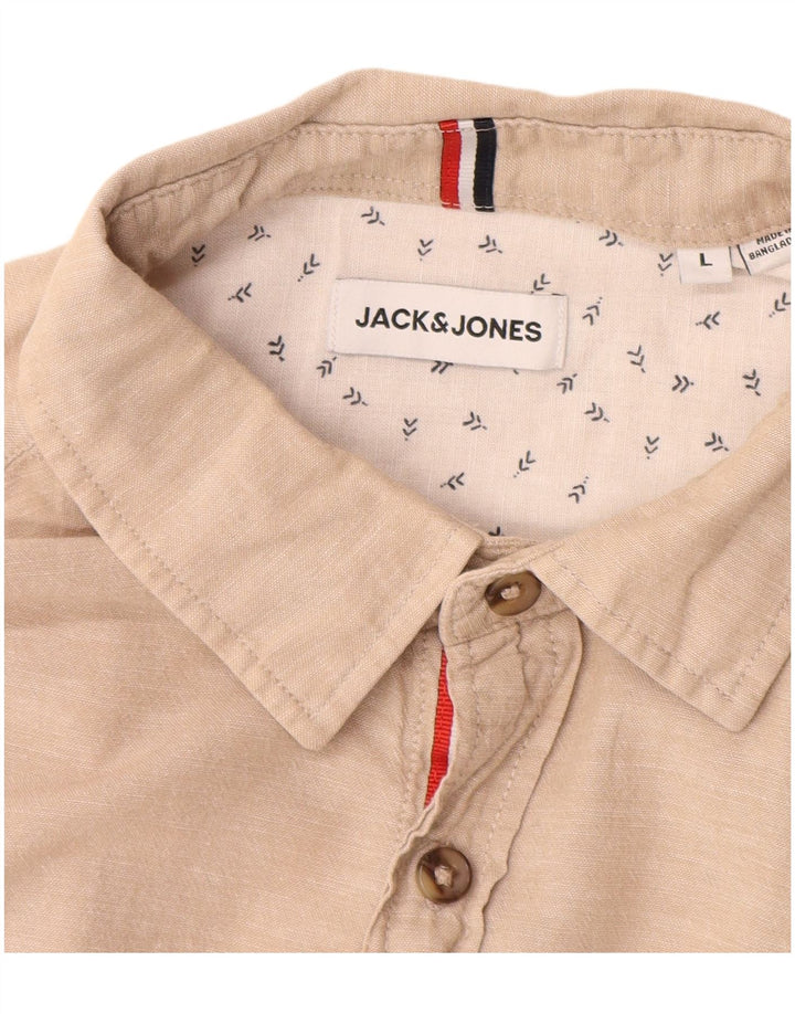 Jack & Jones herreskjorte stor beige bomuld