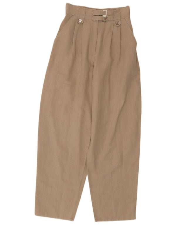 Vintage kvinders højtaljede fritidsbukser EU 36 Small W24 L28 Beige